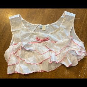 Women's Vintage Eastern Isles Cropped Pajama PJ Top White Pink Polka Dots 36